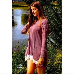 Long Sleeve Cameo Tunic with Lace - Size Small